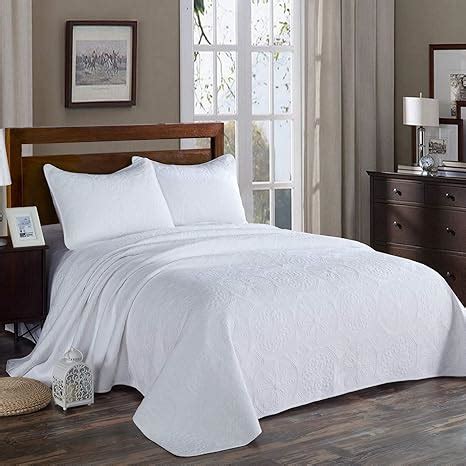 Unimall Bedspread Super King Size White Piece Cotton Floral