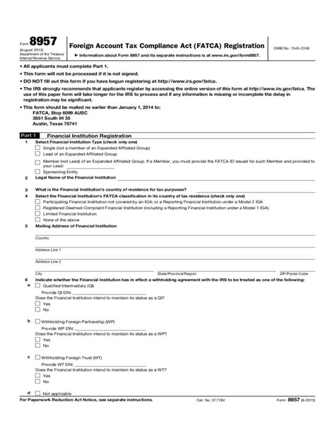 Form 8957 - Foreign Account Tax Compliance Act (FATCA) Registration ...