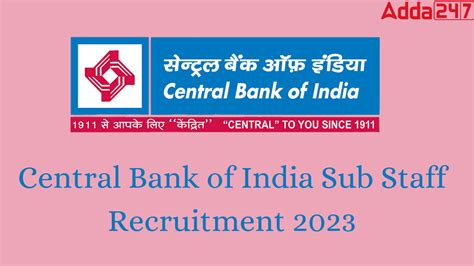 Central Bank Of India Sub Staff Recruitment 2023 Apply Online Active