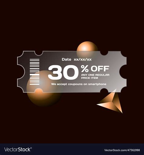 Glass Morphism Effect Discount Coupon Concept Vector Image