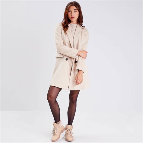 Manteau droit boutonné beige femme Vibs