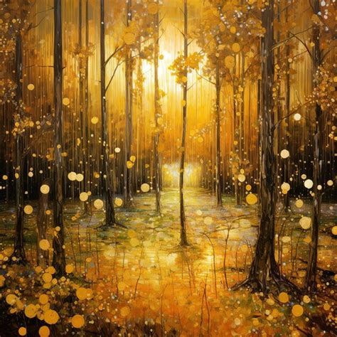 Premium AI Image Abstract Gold Leaf Forest