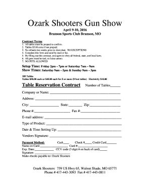 Fillable Online Ozark Shooters Gun Show Ozark Shooters Sports Complex