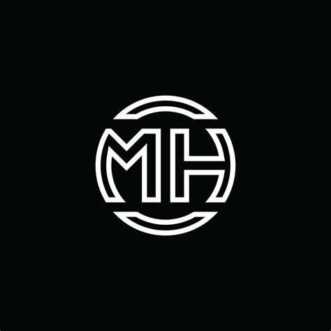 Mh Logo Monogram With Negative Space Circle Rounded Design Template