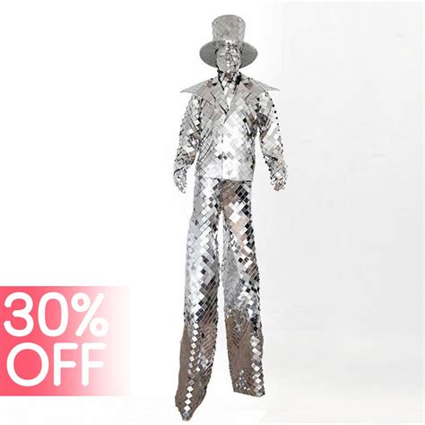 Glitter Sparkly Mirror Stilt Walker Costume Light Solutions Etere