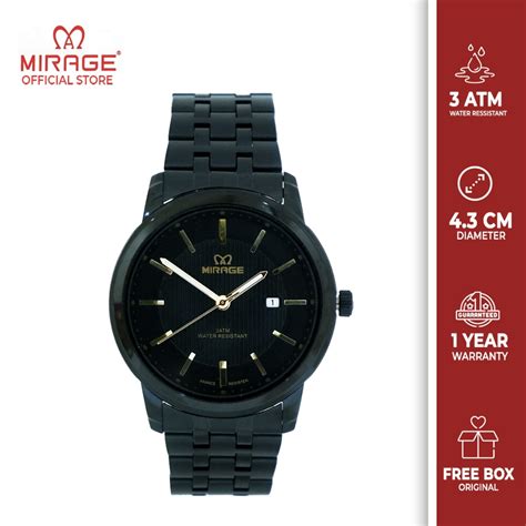 Jual Mirage Jam Tangan Anti Air Pria Hitam Original Analog Hitam