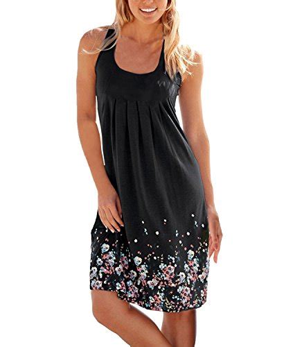 Yidarton Womens Summer Sexy Sleeveless Mini A Line Dress Casual Floral