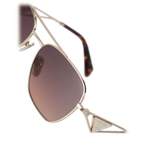 Prada Prada Triangle Logo Pilot Sunglasses Palde Gold Gradient Brown Prada Collection