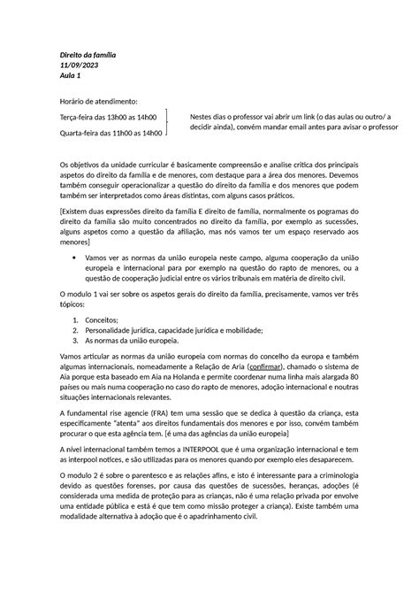 Direito da família Apontamentos de aula Direito da família 11 09