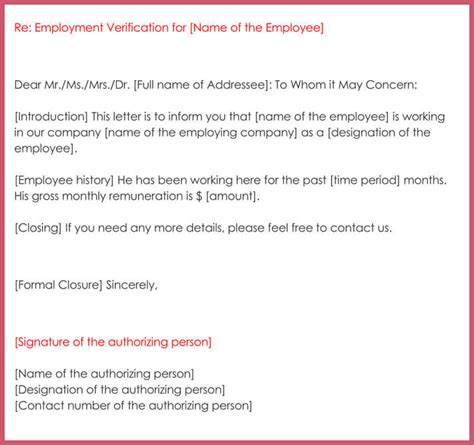 Employment Verification Letter Template Word Doctemplates