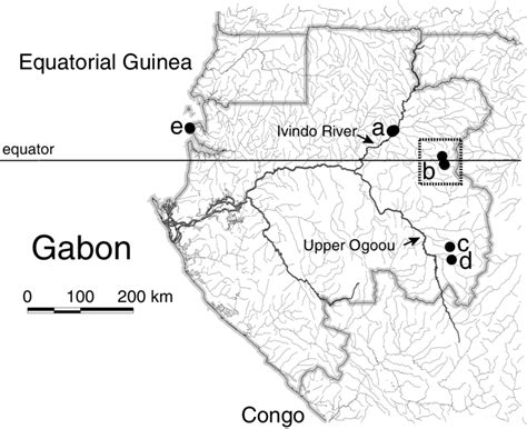 Drainage Map Of Gabon Central Africa Showing Collection Localities