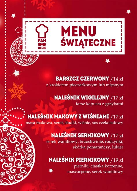 MENU ŚWIĄTECZNE Pan Kejk restauracja