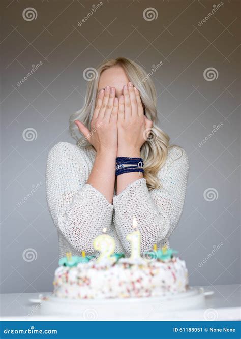 Portrait Of A Young Beautiful Blonde Girl On Birthday Stock Image Image Of Festive Life 61188051