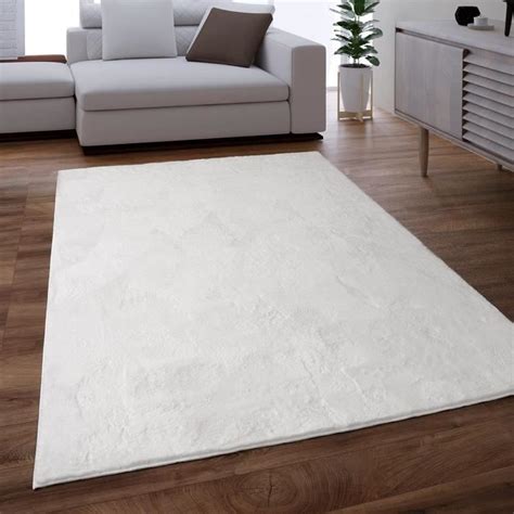 Tapis Poils Longs Shaggy Pour Salon Moelleux Doux Lavable Blanc