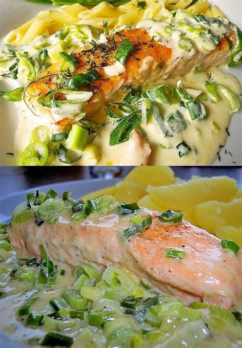 Mhmmmm Unglaublich S Ttigend Lachs In Fr Hlingszwiebel Sahne Sauce