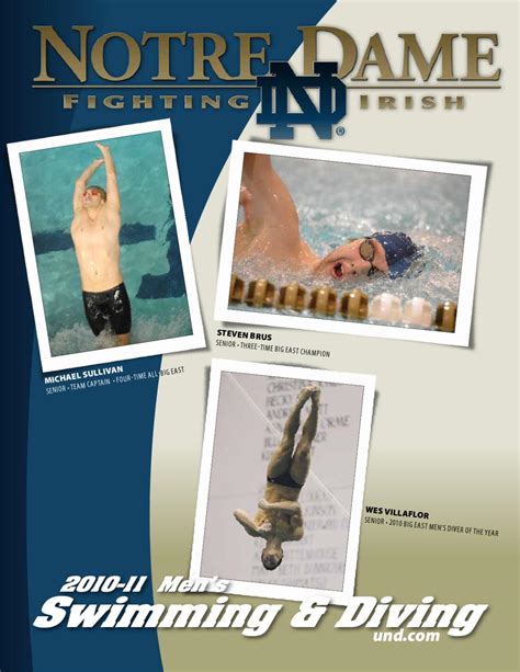 Notre Dame Men S Swimming Diving Media Guide By Chris Masters