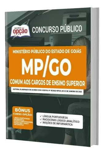 Apostila Concurso Mp Go Cargos De Ensino Superior MercadoLivre