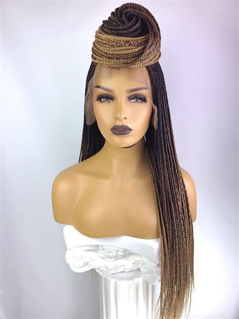 Ombre Knotless Box Braided X Lace Frontal Wig Inches Etsy