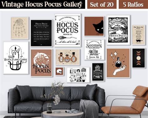 Hocus Pocus Vintage Halloween Wall Art Printable Gallery Wall Set Hocus