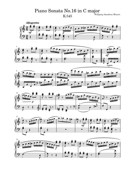 Piano Sonata No 16 In C Major K 545 3rd Movement Wolfgang Amadeus