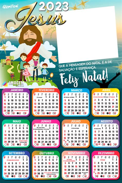 Moldura PNG para Colocar Foto Calendário 2023 Feliz Natal Jesus