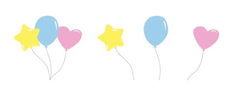 Vector Set Of Baby Balloons Clipart Simple Cute Balloons With