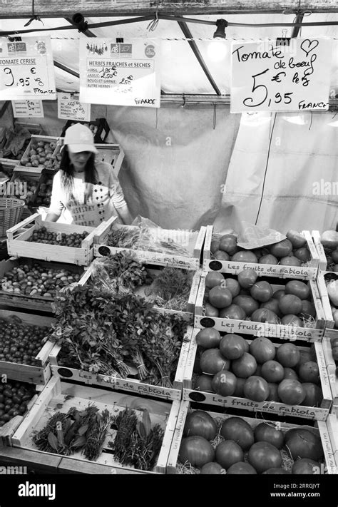 Black And White Organic Food Market Paris France Europe EU Stock