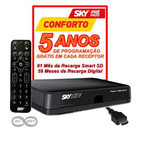 Receptor Sky Pre Pago Conforto 5 Anos Da Recarga Digital No Shoptime