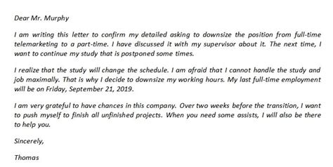 Resignation Letter From Fulltime To Part Time Without Losing Job