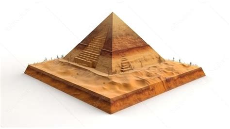 D Depiction Of Desert Cross Section Solitary Pyramid In The Desert And