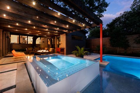 Northwest Dallas Modern Pool Spa Modern Swimming Pool And Hot Tub