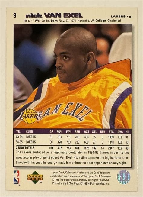 1995 96 Collector S Choice Basketball Card 9 Nick Van Exel Los