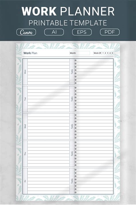 Work Planner Printable Template (2921010)