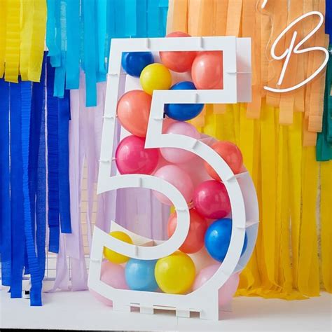 Number 5 Balloon Stand Large Birthday Balloon Mosaic Etsy