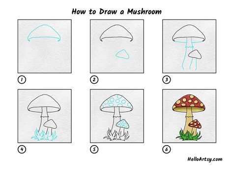 How To Draw A Mushroom Step By Step With Pictures For Kids And Beginner