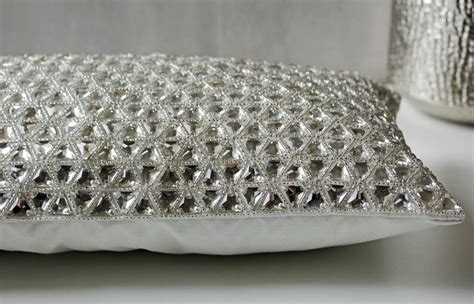 White Bling Crystal Throw Pillow Cover Luxury Contemporary Etsy