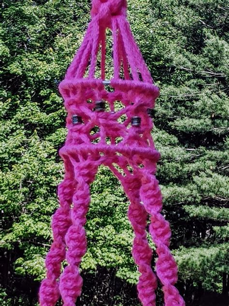 Flamingo Pink Birdcage Spiral Macrame Plant Hanger Indoor Etsy