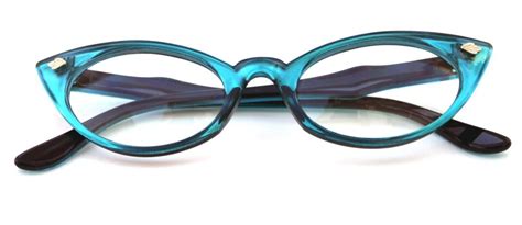 Womens Small Cat Eye Vintage Clear Lens Eye Glasses Turquoise Retro