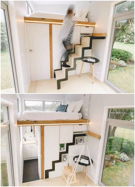 The Millennial Tiny House Features An Ingenious Retractable Staircase