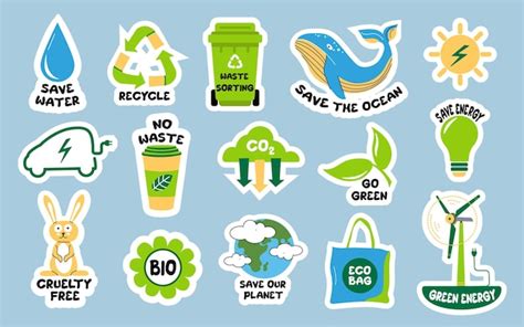 Premium Vector | Ecological stickers Collection of ecology stickers ...