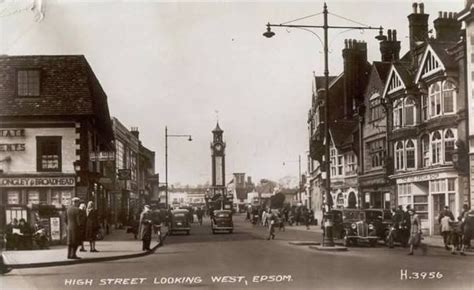 An Old Photo Of Epsom High Street Looking West Epsom Surrey England