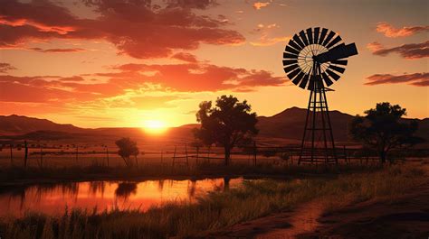 Windmill silhouette in the Karoo at sunset 27380872 Stock Photo at Vecteezy