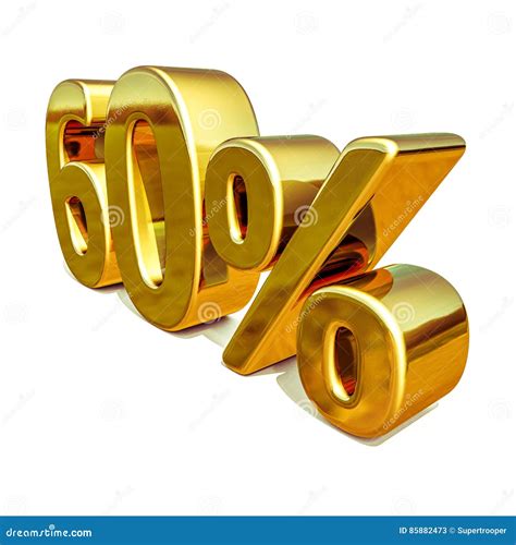 3d Gold 60 Sixty Percent Discount Sign Stock Illustration