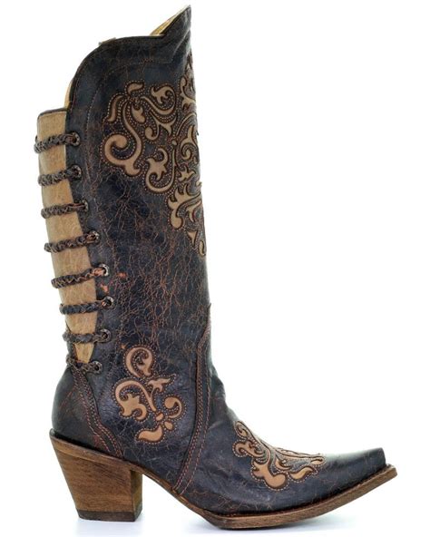 Corral Women S Inlay And Straps Cowgirl Boots Snip Toe Womens