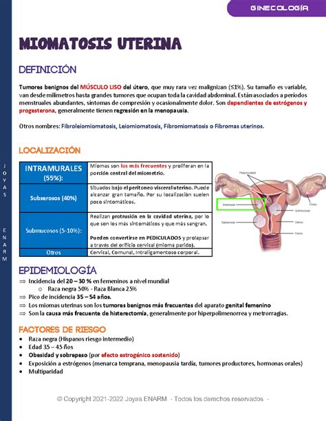 Miomatosis Uterina Joyas Enarm Embarazo Ectopico J O Y A S E N A