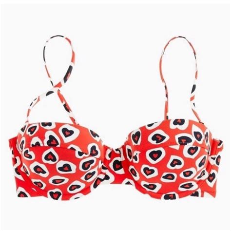 J Crew Swim New J Crew Demi Underwire Bikini Set Hearts Red