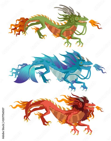 elements chinese dragons Stock Vector | Adobe Stock