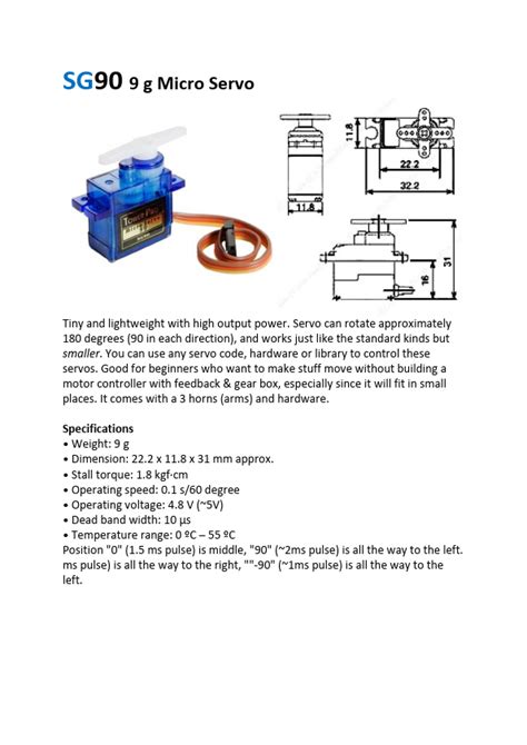 Sg Datasheet Micro Servo