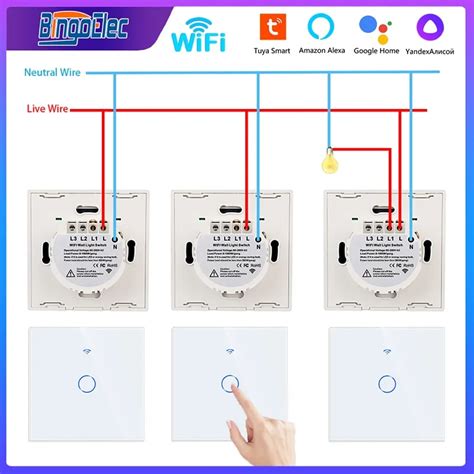 Bingoelec WiFi Smart Multi Control Switch EU 1 2 3 Gang Glass Wall