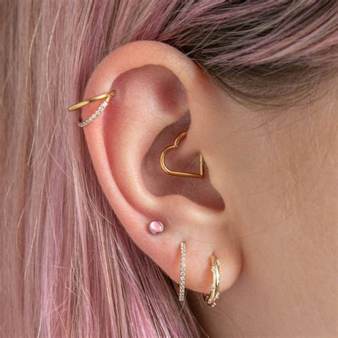 Contemporary Heart Shaped Titanium Daith Hoop Contermporary Heart